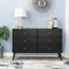 Black Mid-Century Double Dresser with Deep Drawers