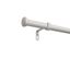 Distressed White Adjustable Iron Curtain Rod with Finials, 84-160 Inches