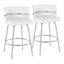 Set of 2 White Faux Leather Swivel Counter Stools with Chrome Frame