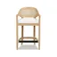 Ivory White Bouclé 26" Cane Back Counter Stool with Oak Frame