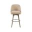 Sand Upholstered Swivel Counter Height Barstool with Wood Legs