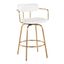 White Faux Leather and Gold Metal Swivel Counter Stool Set