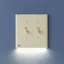 Light Almond Double-Gang Toggle Switch Plate with LED Night Light