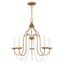 Antique Gold Leaf 5-Light Chandelier with Crystal Trim