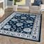 Navy and Ivory Rectangular Synthetic 4' x 6' Area Rug