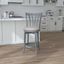 37" Blue Wire Brush Swivel Wood Counter Stool