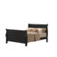 Elegant Queen-Sized Sleigh Bed with 6-Drawer Storage in Black Wood
