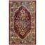 Ruby and Navy Oriental Round Synthetic 3' x 5' Area Rug