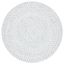 Ivory and Silver 4' Round Handmade Braided Area Rug