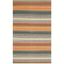 Gold and Grey Striped Wool and Cotton 4' x 6' Handmade Rug