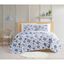 Blue and White Floral Cotton Twin Quilt Set