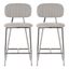 Ariana Gray Linen Channel Counter Stools with Silver Legs (Set of 2)