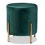 Thurman Luxe Green Velvet and Gold Metal Round Ottoman