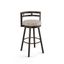 Cream Faux Leather Swivel Counter Stool with Dark Brown Metal