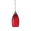 Red Galaxy Glass Mini Pendant with Satin Nickel Finish