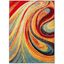 Vibrant Red and Yellow Abstract Swirl Synthetic Area Rug