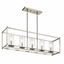 Sleek 5-Candle Linear Chandelier in Brushed Nickel with Clear Glass