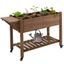 Brown Wooden Raised Garden Bed with Storage Shelf