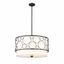 Elegant Transitional 24" Matte Black and Nickel Drum Pendant Light