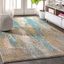 Abstract Aqua and Turquoise 4' x 6' Easy-Care Synthetic Rug