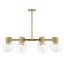 Wright 8-Light Warm Brass Chandelier with Clear Glass Shades