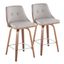 Gianna Light Gray Walnut Chrome Swivel Counter Stool Set