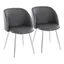 Grey Velvet and Faux Leather Upholstered Arm Chair with Metal Legs