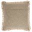 Taupe Stonewash Cotton Throw Pillow with Fringe Edges, 22" x 22"