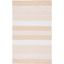 Ivory and Gold Striped Kilim 3' x 5' Wool Cotton Rug