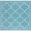 Aqua and Grey Geometric Square Indoor/Outdoor Rug