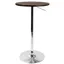 Adjustable Round Brown Wood Bar Height Table with Chrome Base