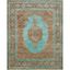 Seafoam and Beige Hand-Knotted Wool Area Rug 8' x 10'