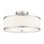 Elegant Brushed Nickel 3-Light Semi-Flush Drum with Off-White Fabric Shade