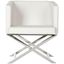 Transitional Luxe White Leather Director's Accent Chair with Chrome Finish
