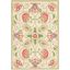 Beige and Green Hand-Hooked Wool Floral Area Rug