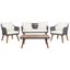 Transitional Beige & Gray 4-Person Eucalyptus Wood Rope Outdoor Living Set