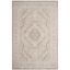 Beige and Cream Floral Synthetic Hand-Knotted Area Rug