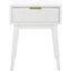 White Wood and Metal Retro Accent Table with Storage