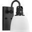 Matte Black Steel Outdoor Wall Sconce with Opal Glass Shade