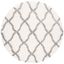 Ivory and Gray Round Shag Area Rug with Braided Tassels