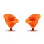 Tulip Orange Velvet Swivel Accent Chair with Metal Base