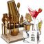 Gold Stainless Steel 17-Piece Cocktail Shaker Set with Wood Stand