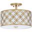 Contemporary Gold Geometric 15" Drum Flush Mount Ceiling Lamp