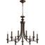 Elegant Oiled Bronze 9-Light Crystal Candelabra Chandelier