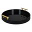 Black and Gold Round MDF Tray with Metal Handles