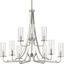 Riley 30" Brushed Nickel 9-Light Chandelier with Clear Glass Shades