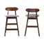 Mid-Century Grey Fabric and Dirty Oak 2-Piece Counter Stool Set