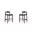 Manhattan Comfort Klismos 20" Black Leather Beech Wood Barstools - Set of 2