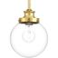 Elegant Mini Globe Pendant in Natural Brass with Clear Glass