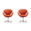 Set of 2 Orange Wool Swivel Accent Chairs with Chrome Base